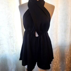 Tie Back Black Romper